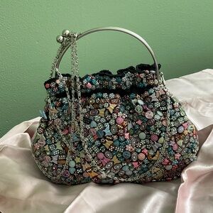 Elegant Multicolor Beaded Wristlet with Silver Chain